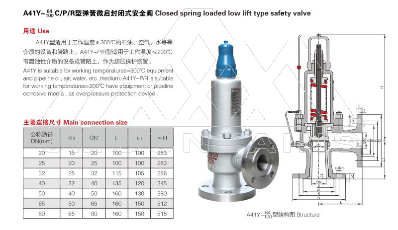 A41Y彈簧微啟封閉式安全閥
