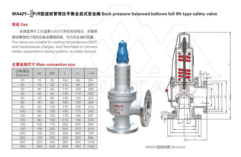 WA42Y波紋管平衡式安全閥