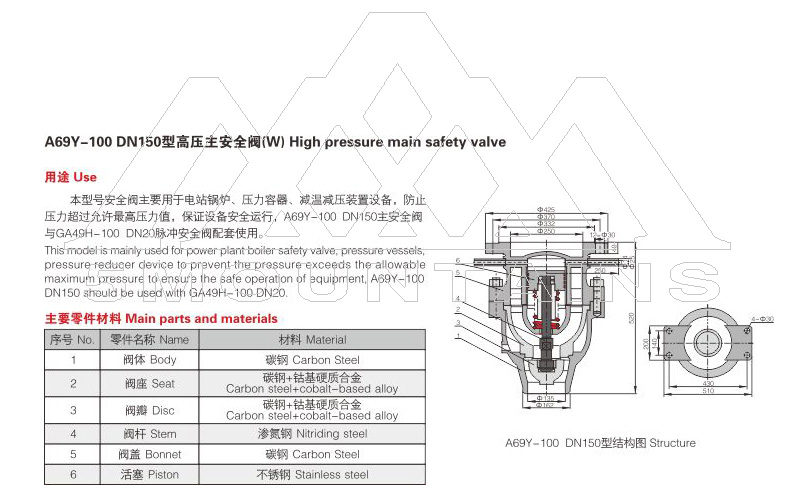 A69Y型高壓主安全閥